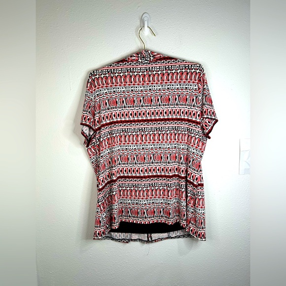 NY Collection Plus Size 1X Geometric Print Short Sleeve Blouse Top Stretchy - Picture 6 of 8